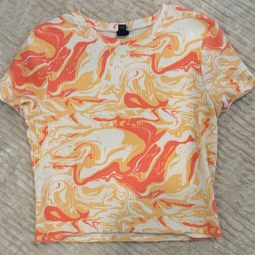 wild fable Swirl Crop Top in Orange and Cream